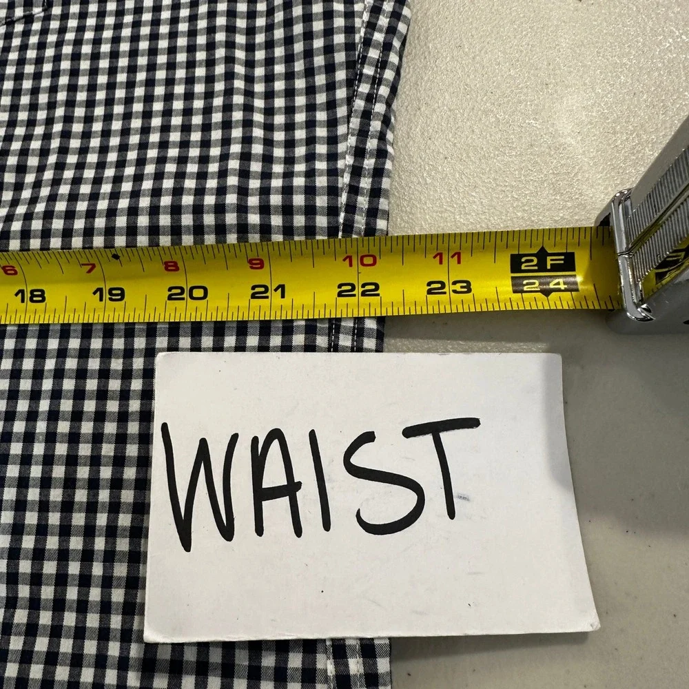 J Crew Flex Washed Slim Fit Gingham Shirt Mens XL Navy Blue White Long Sleeve‎